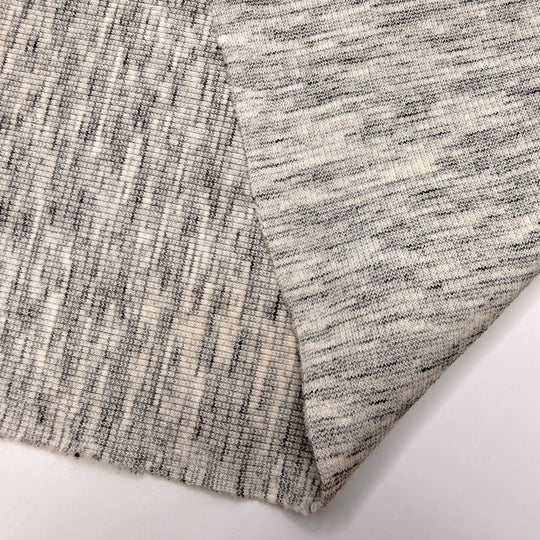 Turn Up The Hendrix - Rib Knit Cotton Blend Knit - Grey/Cream Heather - 1M Bundle