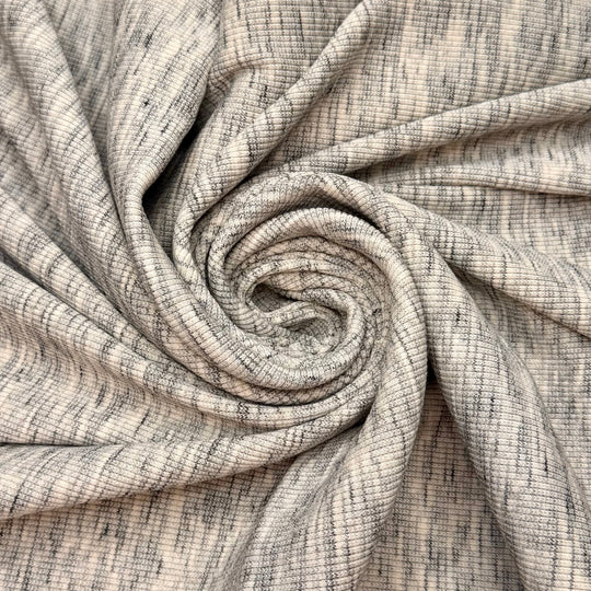 Turn Up The Hendrix - Rib Knit Cotton Blend Knit - Grey/Cream Heather - 1M Bundle