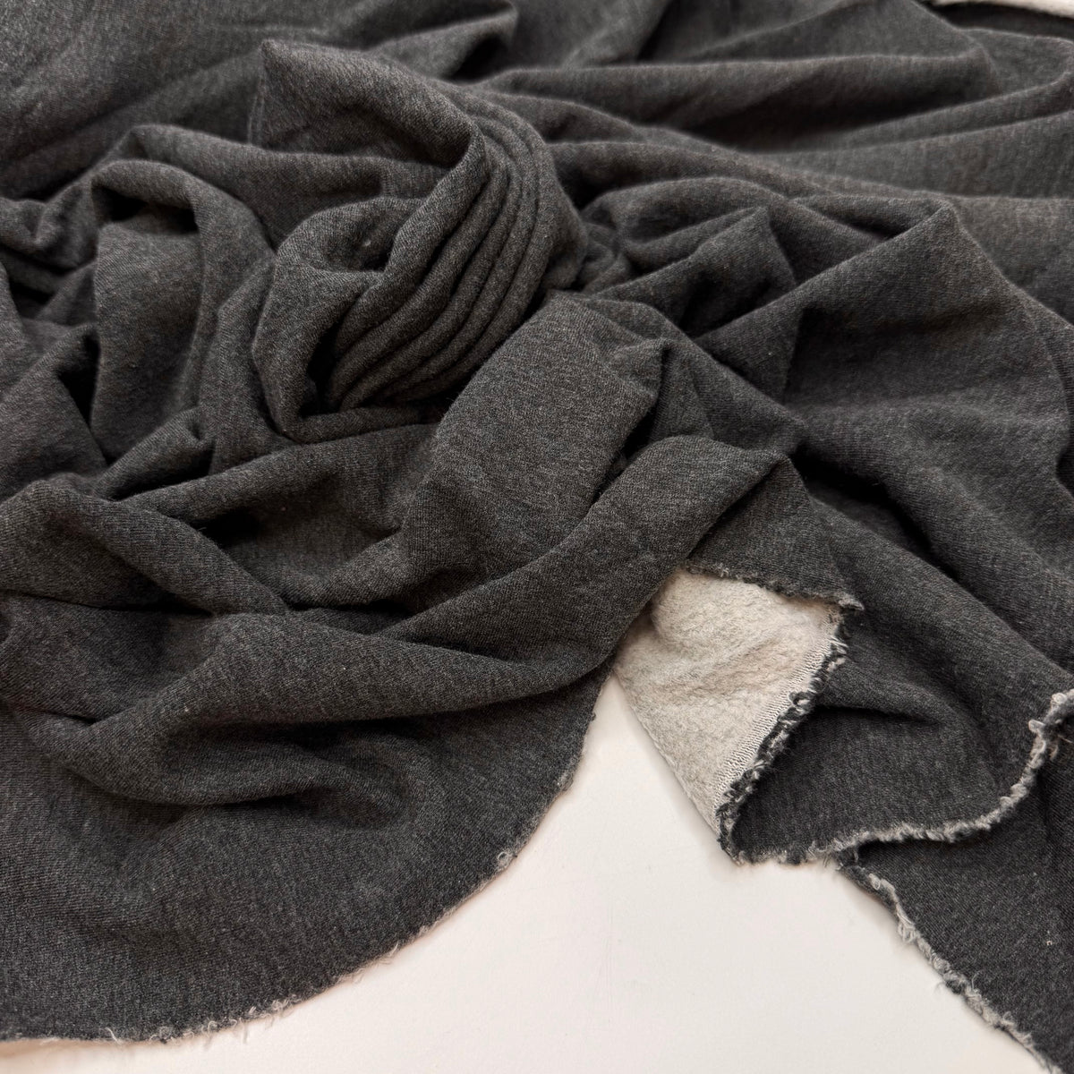 Good Vibes Only - Brushed French Terry Bamboo Blend Knit - Dark Grey - 1.65M Bundle