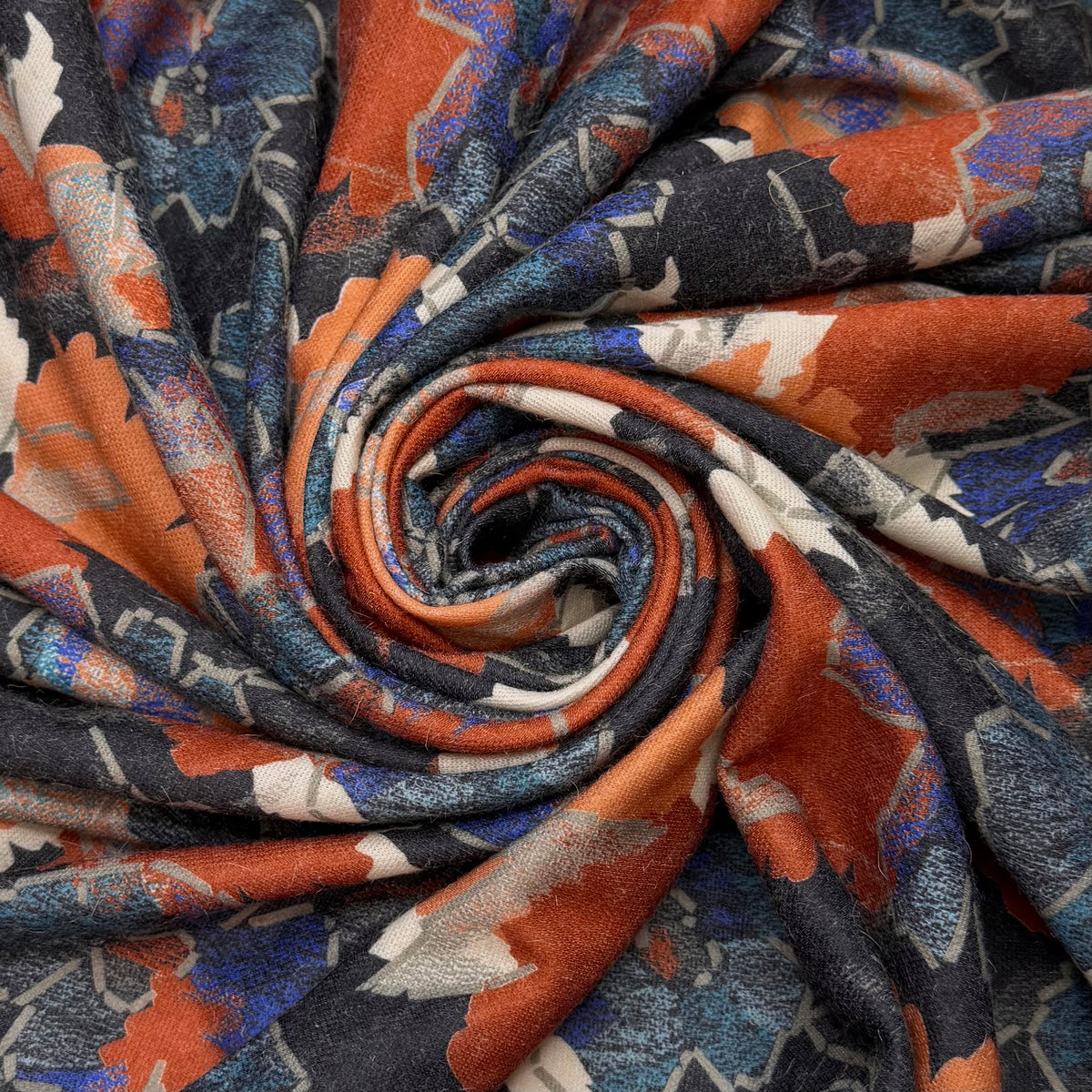 Painting Peace Signs - Vintage Rib Knit Polyester Blend Knit - Orange/Black Floral - 3.2M Bundle