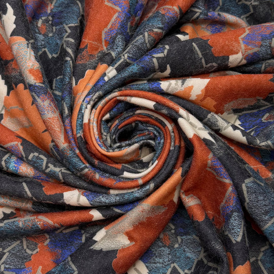Painting Peace Signs - Vintage Rib Knit Polyester Blend Knit - Orange/Black Floral - 3.2M Bundle