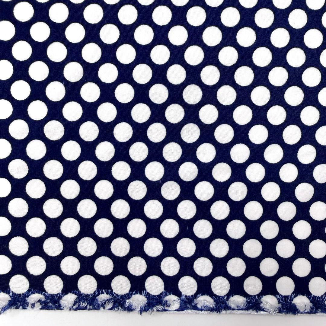 Lost In Nostalgia - Jersey Polyester Blend Knit - Navy/White Polka Dots - 1.3M Bundle