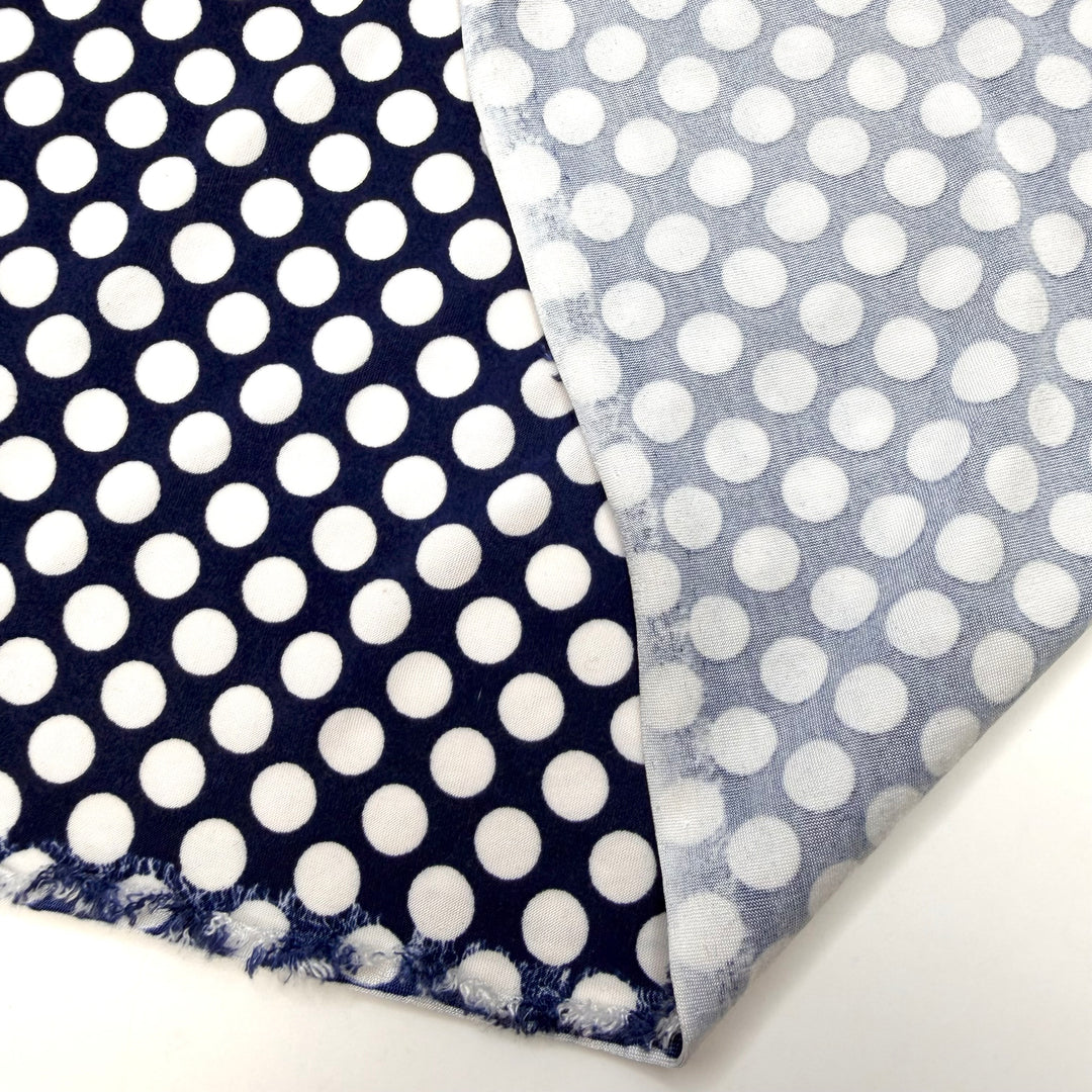 Lost In Nostalgia - Jersey Polyester Blend Knit - Navy/White Polka Dots - 1.3M Bundle