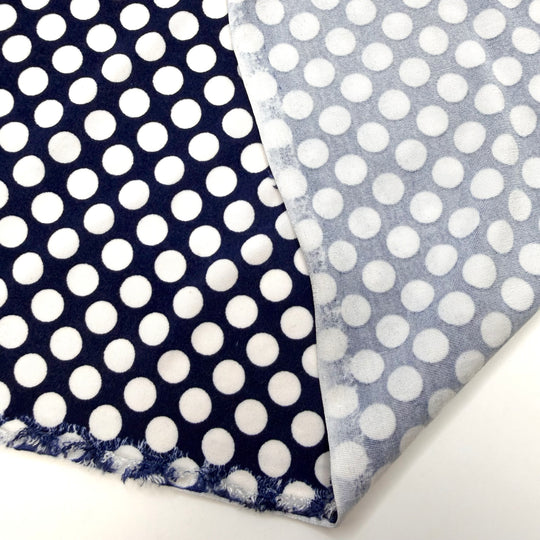 Lost In Nostalgia - Jersey Polyester Blend Knit - Navy/White Polka Dots - 1.3M Bundle