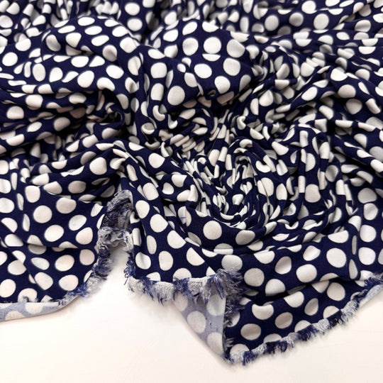Lost In Nostalgia - Jersey Polyester Blend Knit - Navy/White Polka Dots - 1.3M Bundle