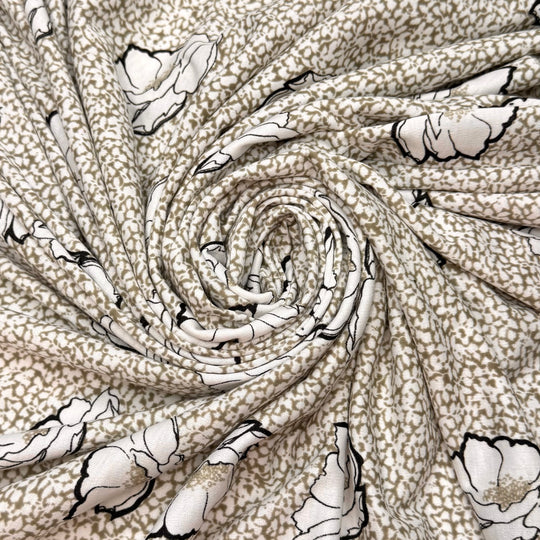 Confab At The Pad - Rib Knit Poly/Cotton Knit - White/Grey Floral - 1.75M Bundle