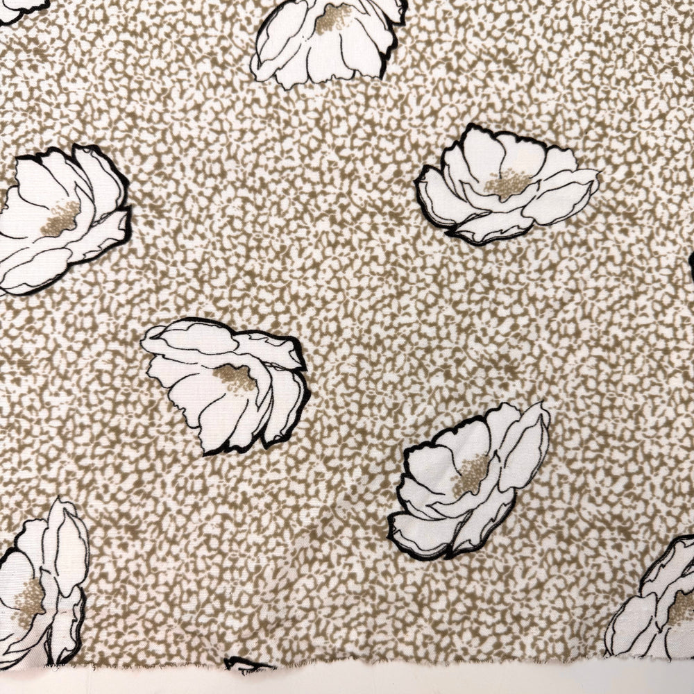 Confab At The Pad - Rib Knit Poly/Cotton Knit - White/Grey Floral - 1.75M Bundle