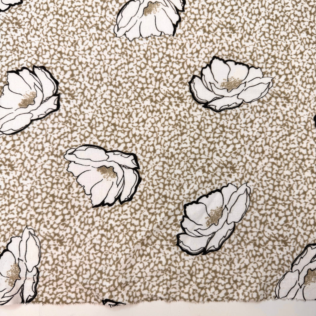 Confab At The Pad - Rib Knit Poly/Cotton Knit - White/Grey Floral - 1.75M Bundle