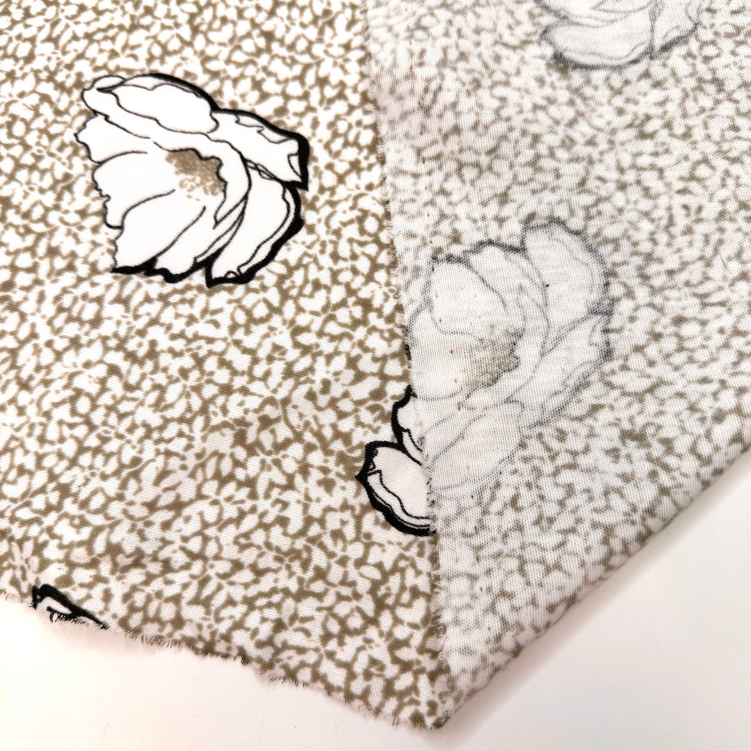Confab At The Pad - Rib Knit Poly/Cotton Knit - White/Grey Floral - 1.75M Bundle