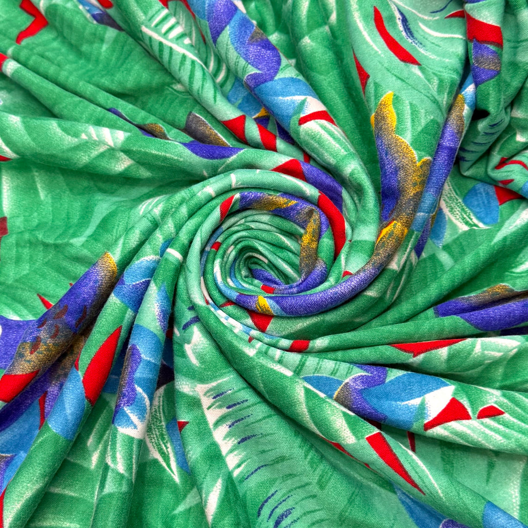 Out Of Sight - Vintage Rib Knit Poly/Cotton Knit - Green/Blue Floral - 1.2M Bundle