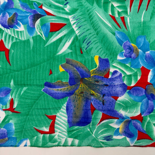 Out Of Sight - Vintage Rib Knit Poly/Cotton Knit - Green/Blue Floral - 1.2M Bundle