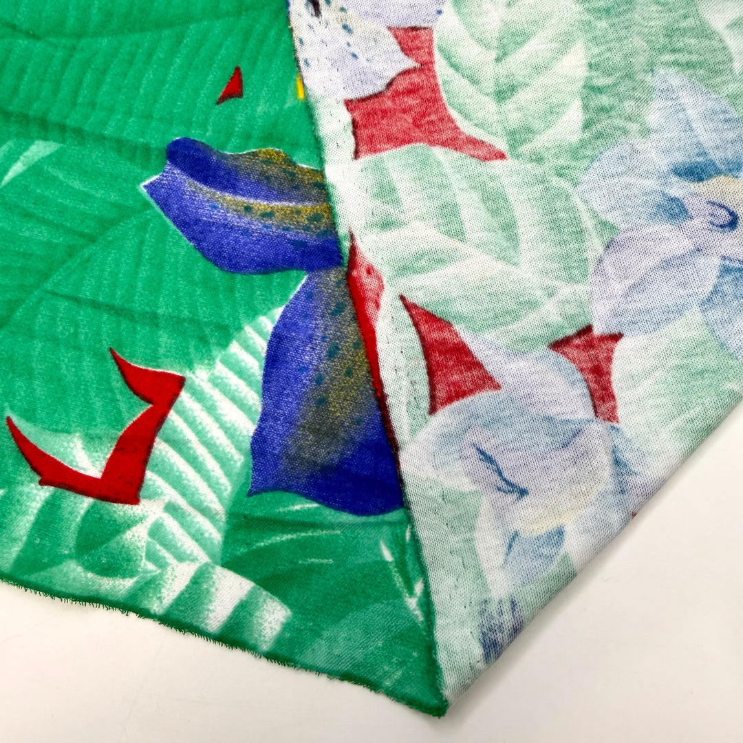 Out Of Sight - Vintage Rib Knit Poly/Cotton Knit - Green/Blue Floral - 1.2M Bundle
