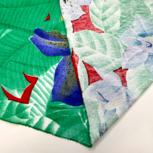 Out Of Sight - Vintage Rib Knit Poly/Cotton Knit - Green/Blue Floral - 1.2M Bundle