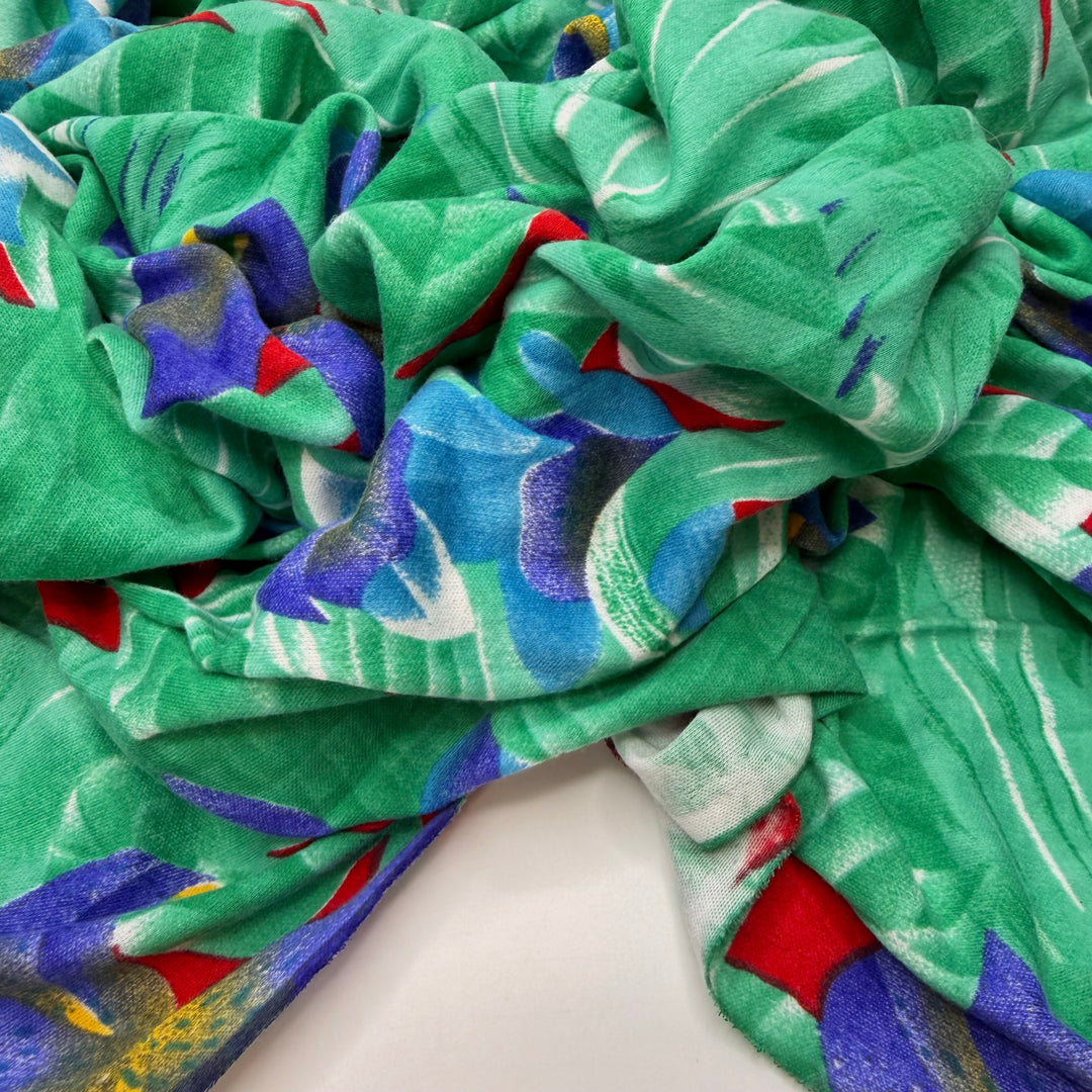 Out Of Sight - Vintage Rib Knit Poly/Cotton Knit - Green/Blue Floral - 1.2M Bundle