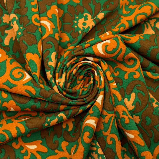 Totally Tubular - Vintage Jersey Polyester Blend Knit - Brown/Green Floral - 1.6M Bundle