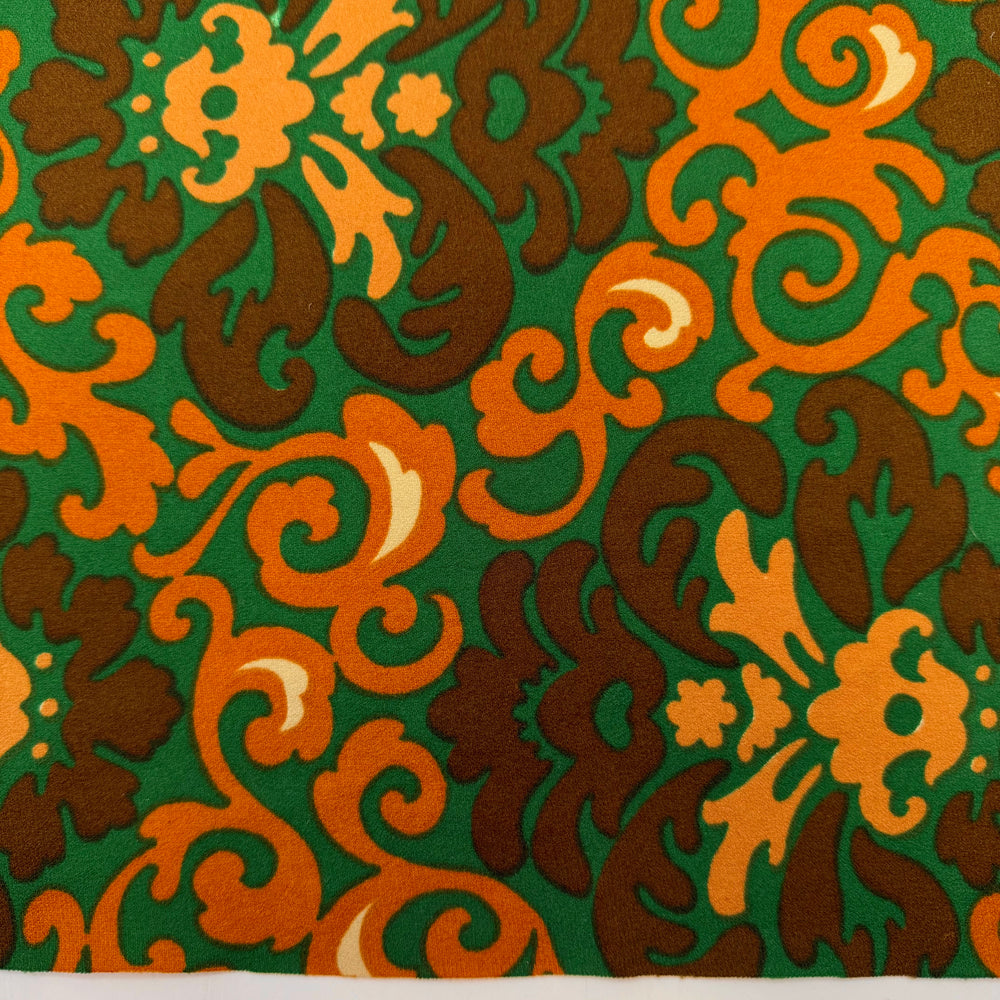 Totally Tubular - Vintage Jersey Polyester Blend Knit - Brown/Green Floral - 1.6M Bundle