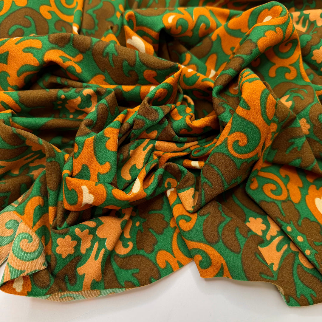 Totally Tubular - Vintage Jersey Polyester Blend Knit - Brown/Green Floral - 1.6M Bundle
