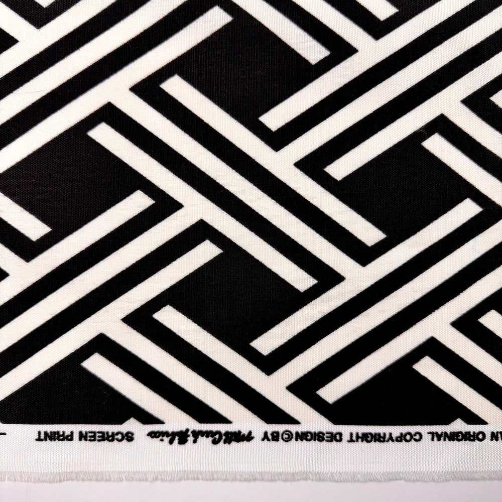 Fall You Can Eat - Screen Print Polyester Blend Woven - Black/White Geometric - 2.2M Bundle