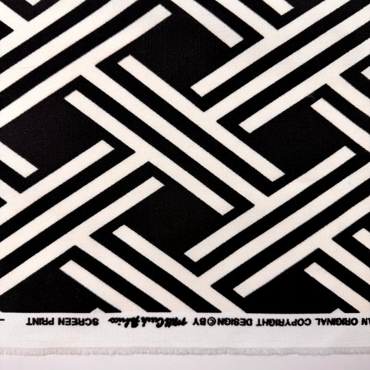 Fall You Can Eat - Screen Print Polyester Blend Woven - Black/White Geometric - 2.2M Bundle