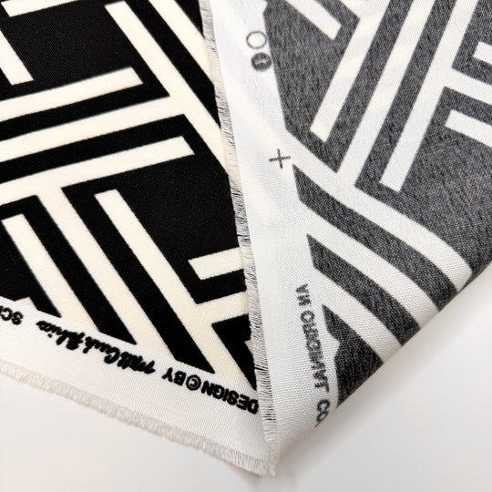 Fall You Can Eat - Screen Print Polyester Blend Woven - Black/White Geometric - 2.2M Bundle