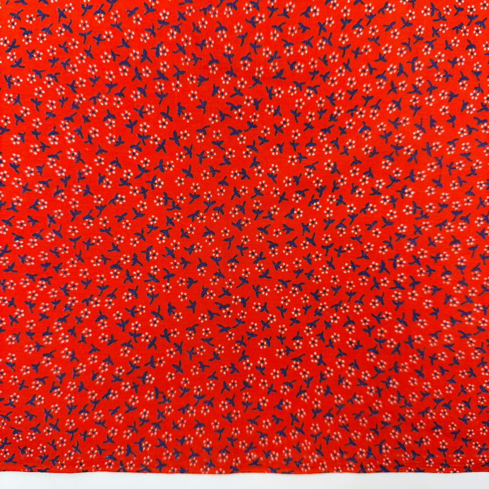 Turkey-tastic - Vintage Cotton Woven - Red/Navy Floral - 2.9M Bundle