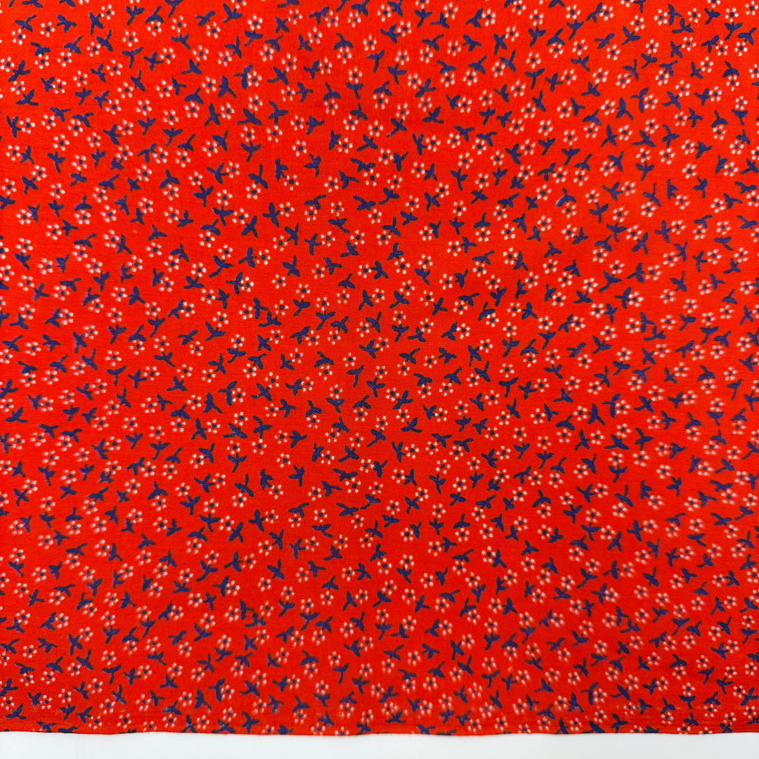Turkey-tastic - Vintage Cotton Woven - Red/Navy Floral - 2.9M Bundle