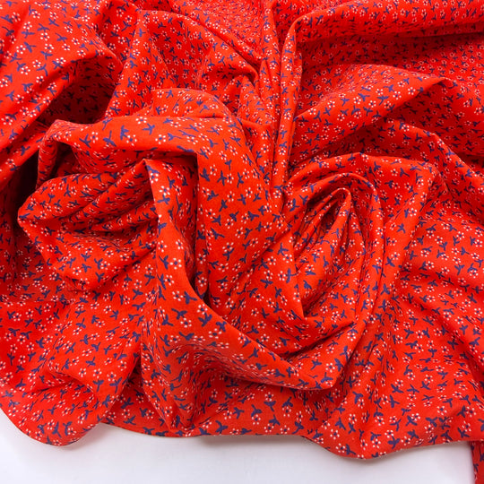 Turkey-tastic - Vintage Cotton Woven - Red/Navy Floral - 2.9M Bundle