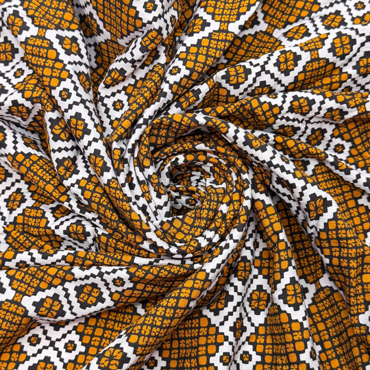 Poultry-geist - Twill Weave Cotton/Bamboo Woven - Beige/Grey Geometric - 1M Bundle