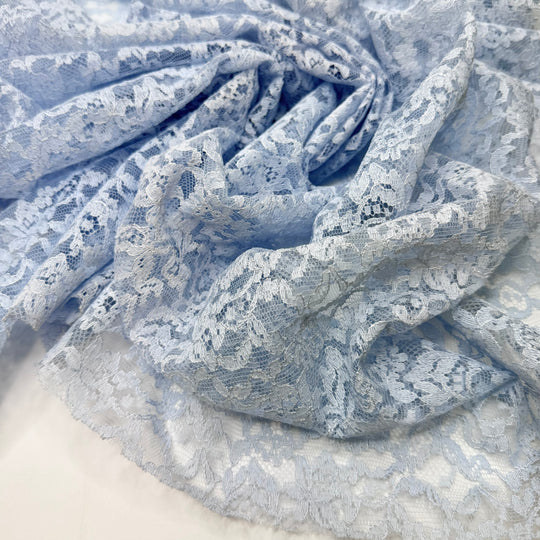 Tur-key To My Heart - Lace Polyester Blend Knit - Light Blue Floral - 1.35M Bundle