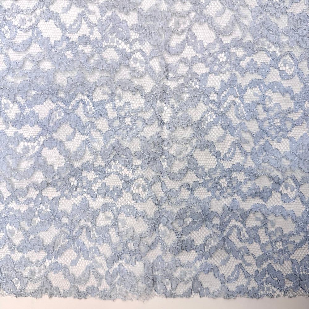 Tur-key To My Heart - Lace Polyester Blend Knit - Light Blue Floral - 1.35M Bundle