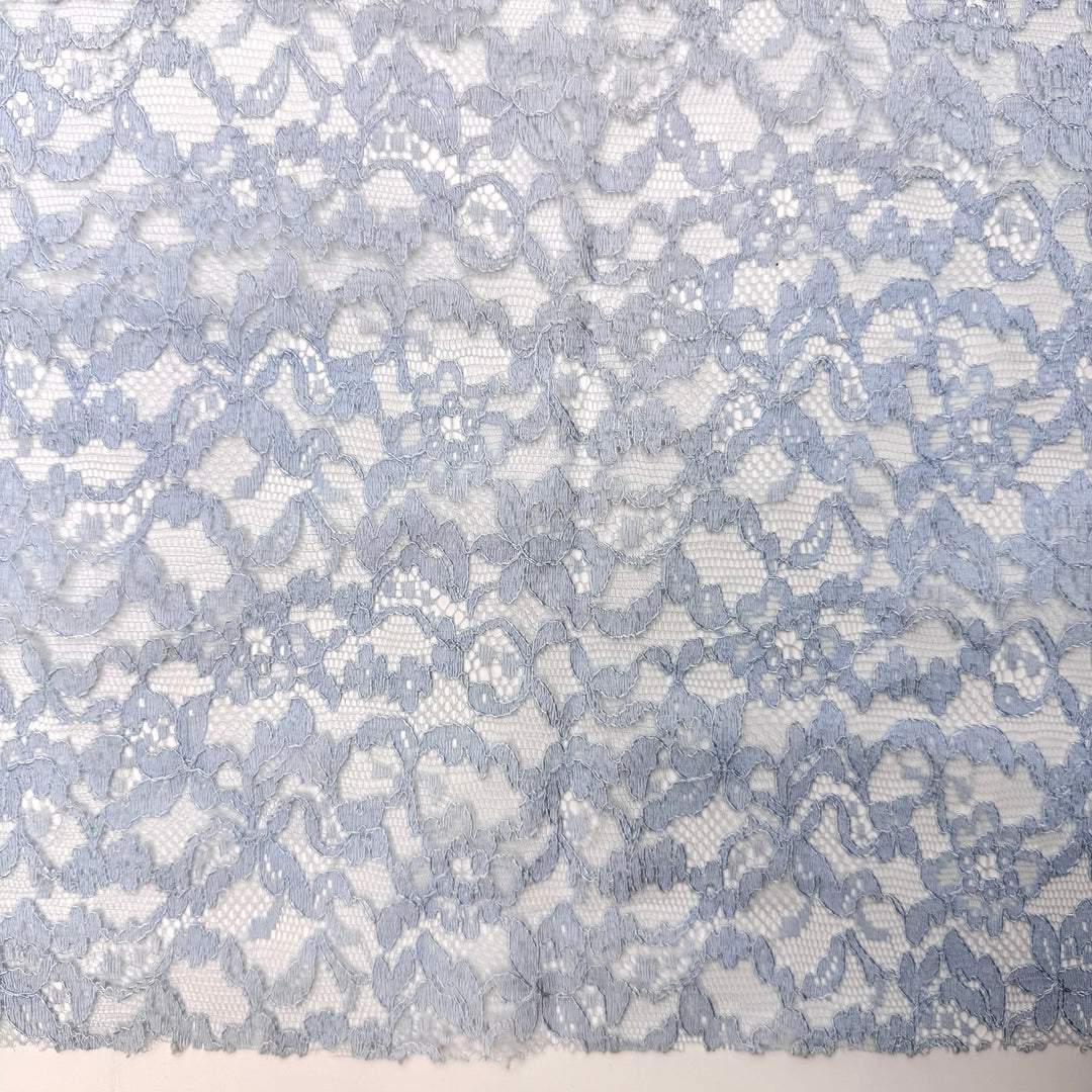 Tur-key To My Heart - Lace Polyester Blend Knit - Light Blue Floral - 1.35M Bundle