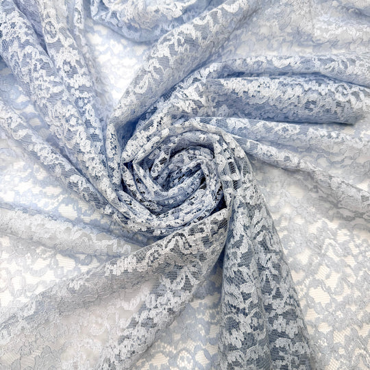 Tur-key To My Heart - Lace Polyester Blend Knit - Light Blue Floral - 1.35M Bundle