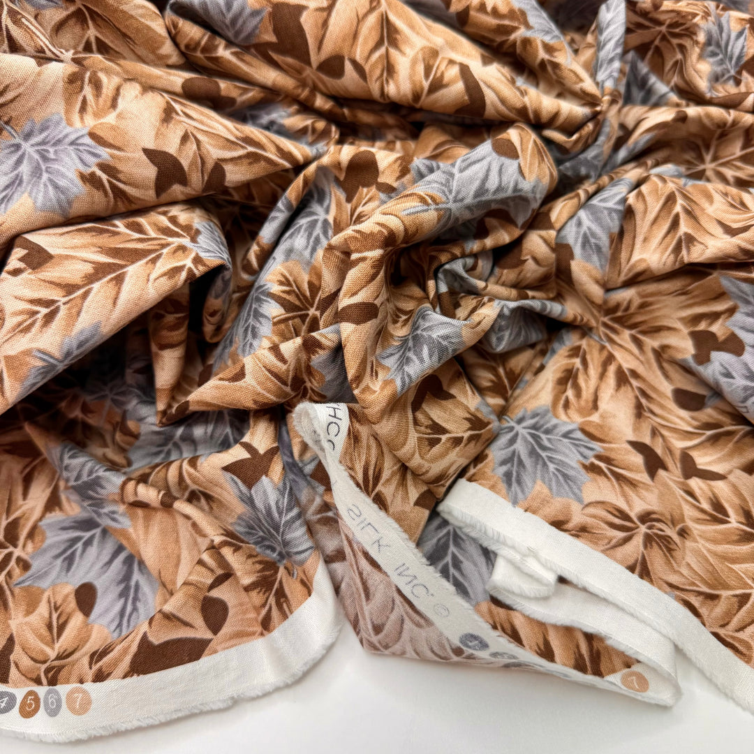 See You Tater - Cotton Woven - Beige/Grey Leaves - 2.45M Bundle