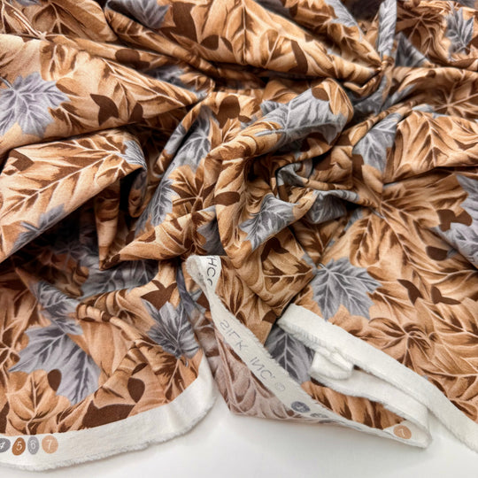 See You Tater - Cotton Woven - Beige/Grey Leaves - 2.45M Bundle