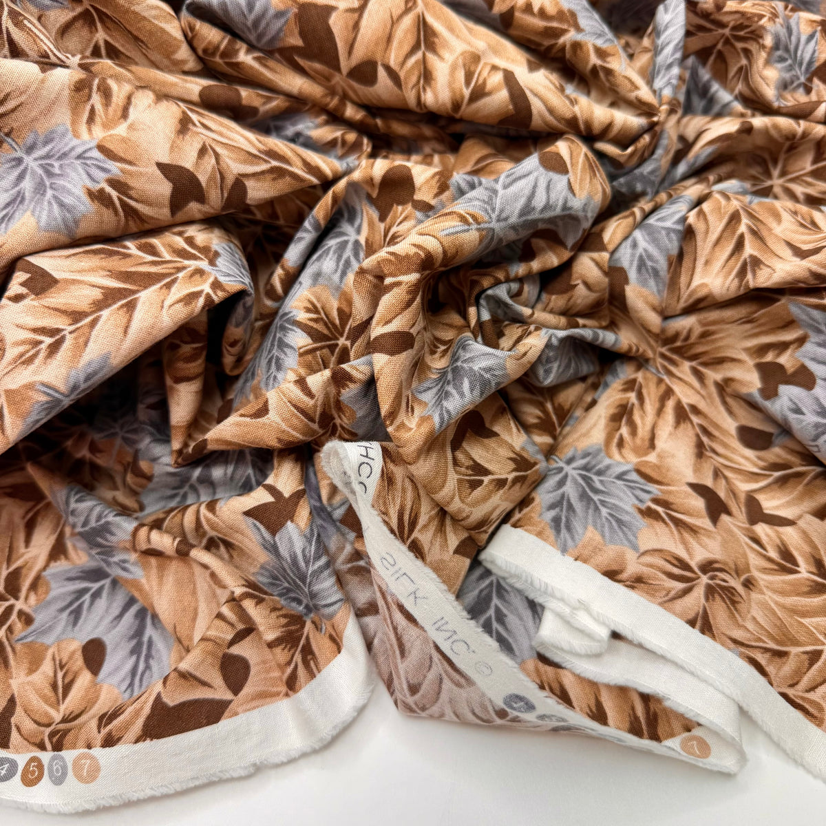 See You Tater - Cotton Woven - Beige/Grey Leaves - 2.45M Bundle