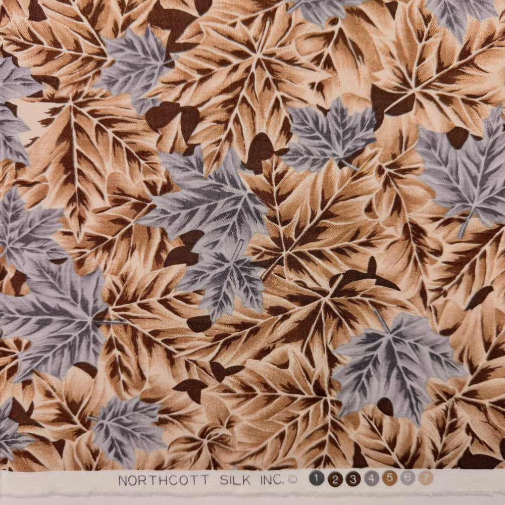 See You Tater - Cotton Woven - Beige/Grey Leaves - 2.45M Bundle