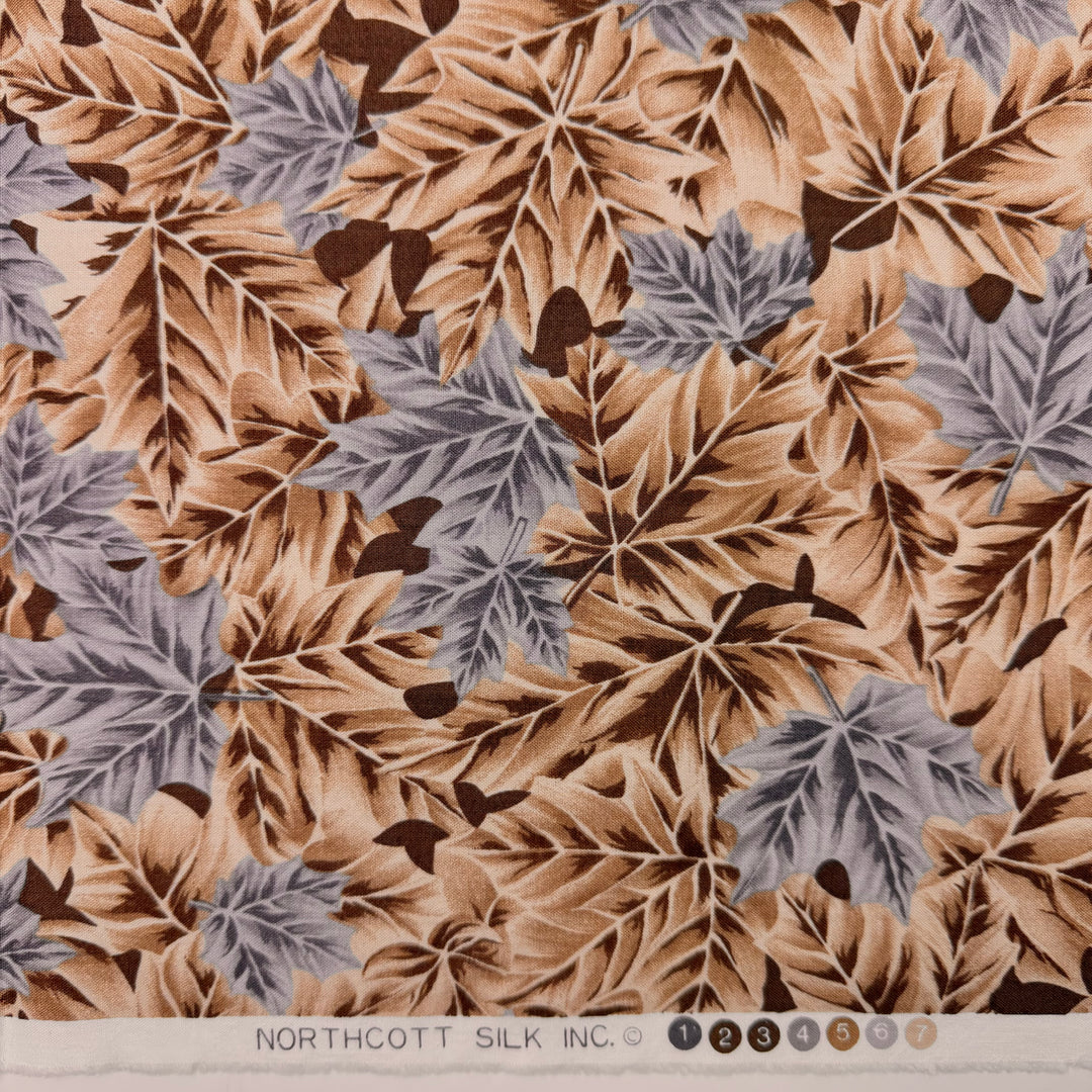 See You Tater - Cotton Woven - Beige/Grey Leaves - 2.45M Bundle