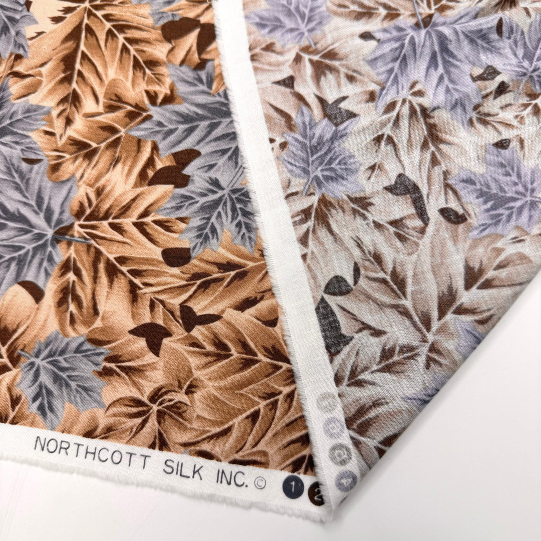 See You Tater - Cotton Woven - Beige/Grey Leaves - 2.45M Bundle
