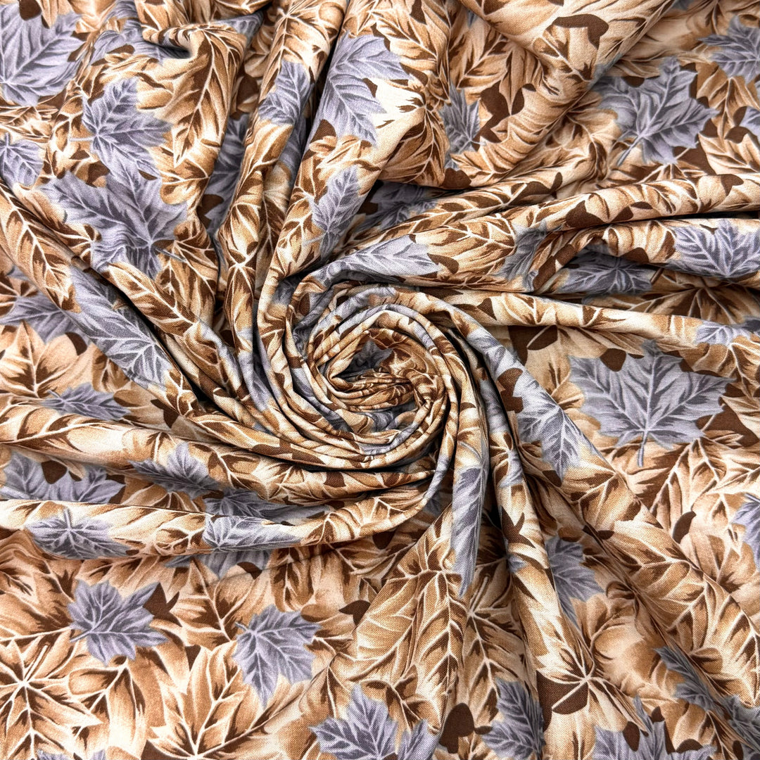 See You Tater - Cotton Woven - Beige/Grey Leaves - 2.45M Bundle