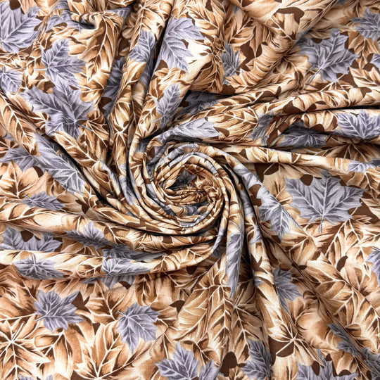 See You Tater - Cotton Woven - Beige/Grey Leaves - 2.45M Bundle