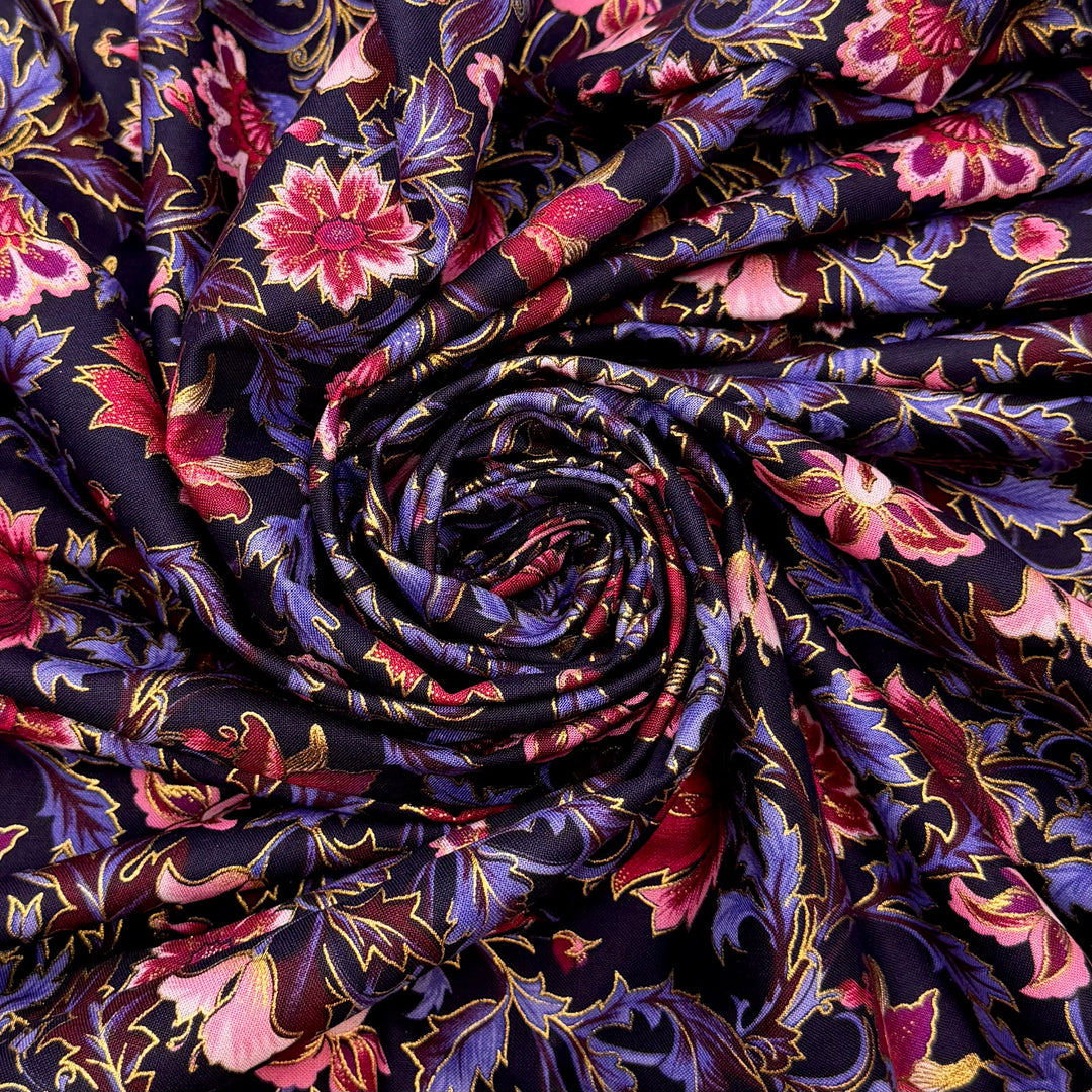 You Cran Do It - Cotton Woven - Dark Pink/Purple Floral - 2.4M Bundle