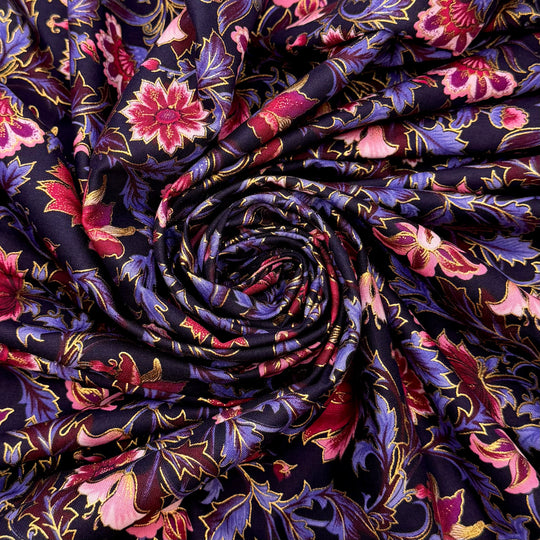 You Cran Do It - Cotton Woven - Dark Pink/Purple Floral - 2.4M Bundle