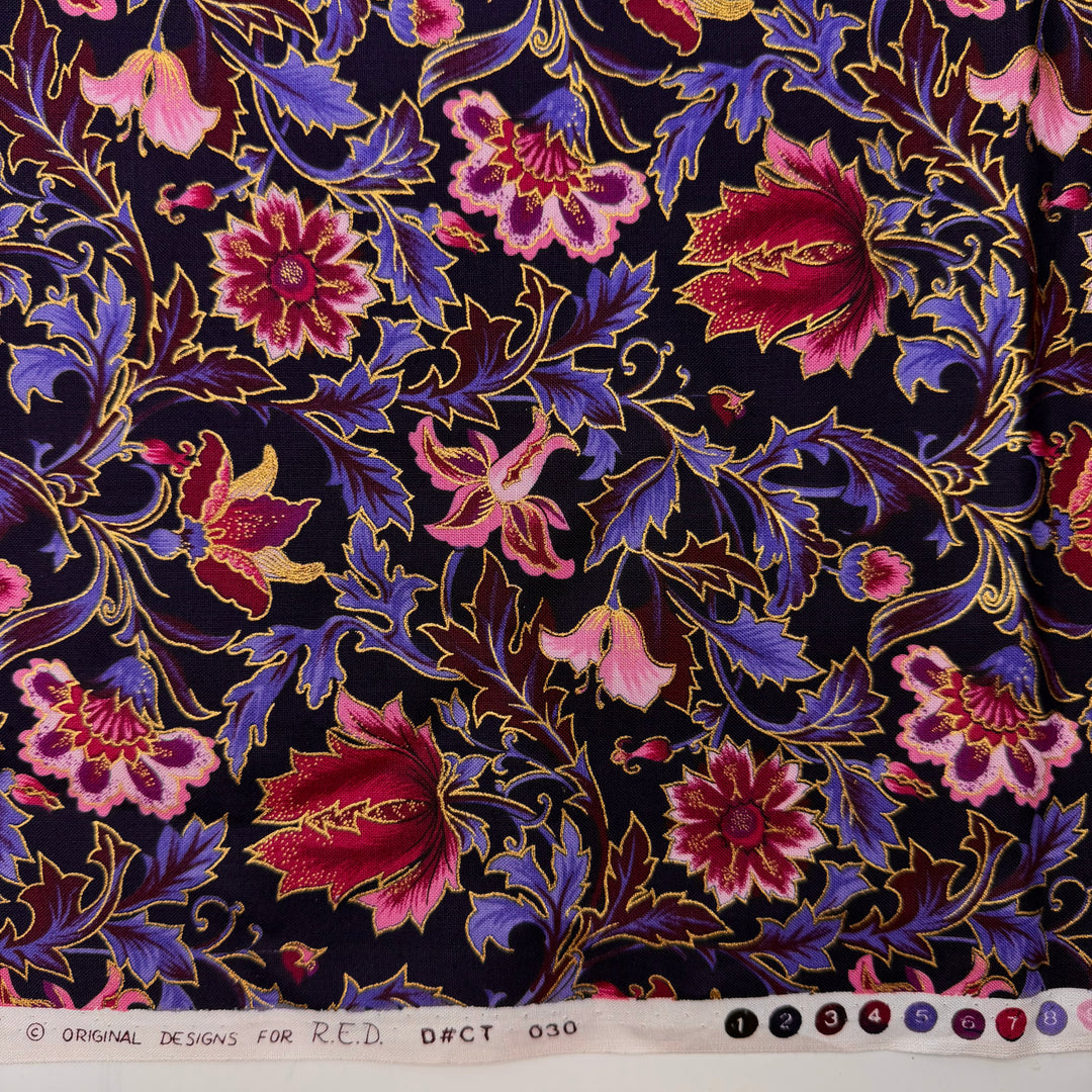 You Cran Do It - Cotton Woven - Dark Pink/Purple Floral - 2.4M Bundle