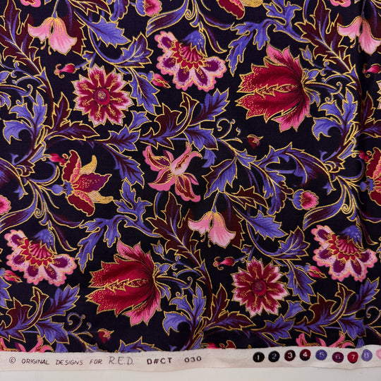 You Cran Do It - Cotton Woven - Dark Pink/Purple Floral - 2.4M Bundle