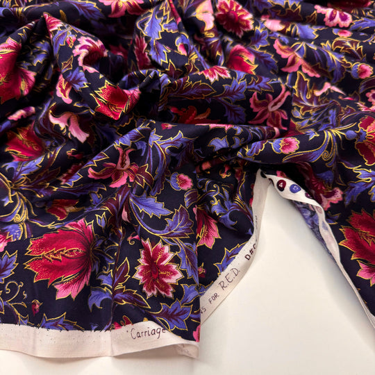 You Cran Do It - Cotton Woven - Dark Pink/Purple Floral - 2.4M Bundle