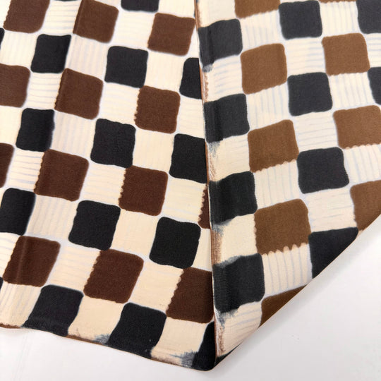 Bready Or Not Here I Crumb - Vintage Polyester Blend Woven - Brown/Cream Geometric - 1.4M Bundle