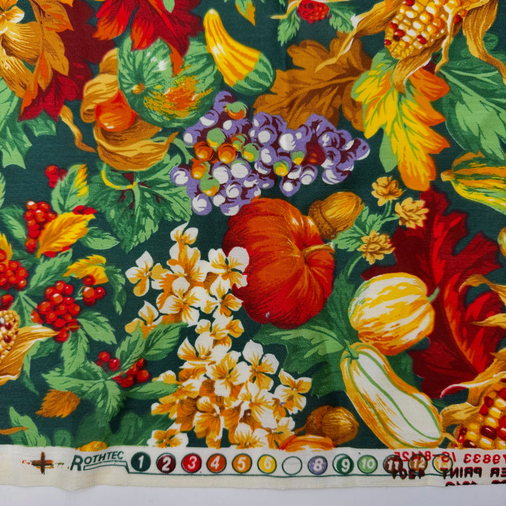 Oh My Gourd - Vintage Cotton Woven - Dark Green Multi Floral - 2.75M Bundle