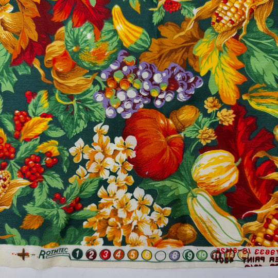 Oh My Gourd - Vintage Cotton Woven - Dark Green Multi Floral - 2.75M Bundle