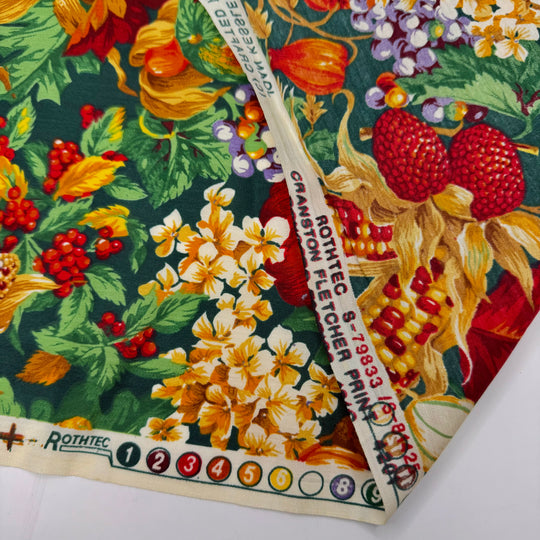 Oh My Gourd - Vintage Cotton Woven - Dark Green Multi Floral - 2.75M Bundle