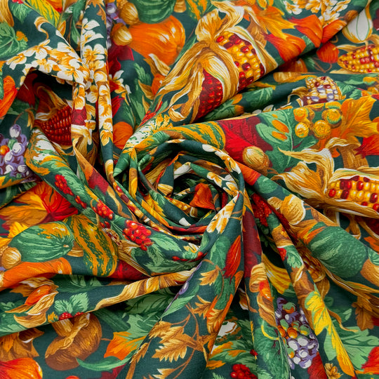 Oh My Gourd - Vintage Cotton Woven - Dark Green Multi Floral - 2.75M Bundle